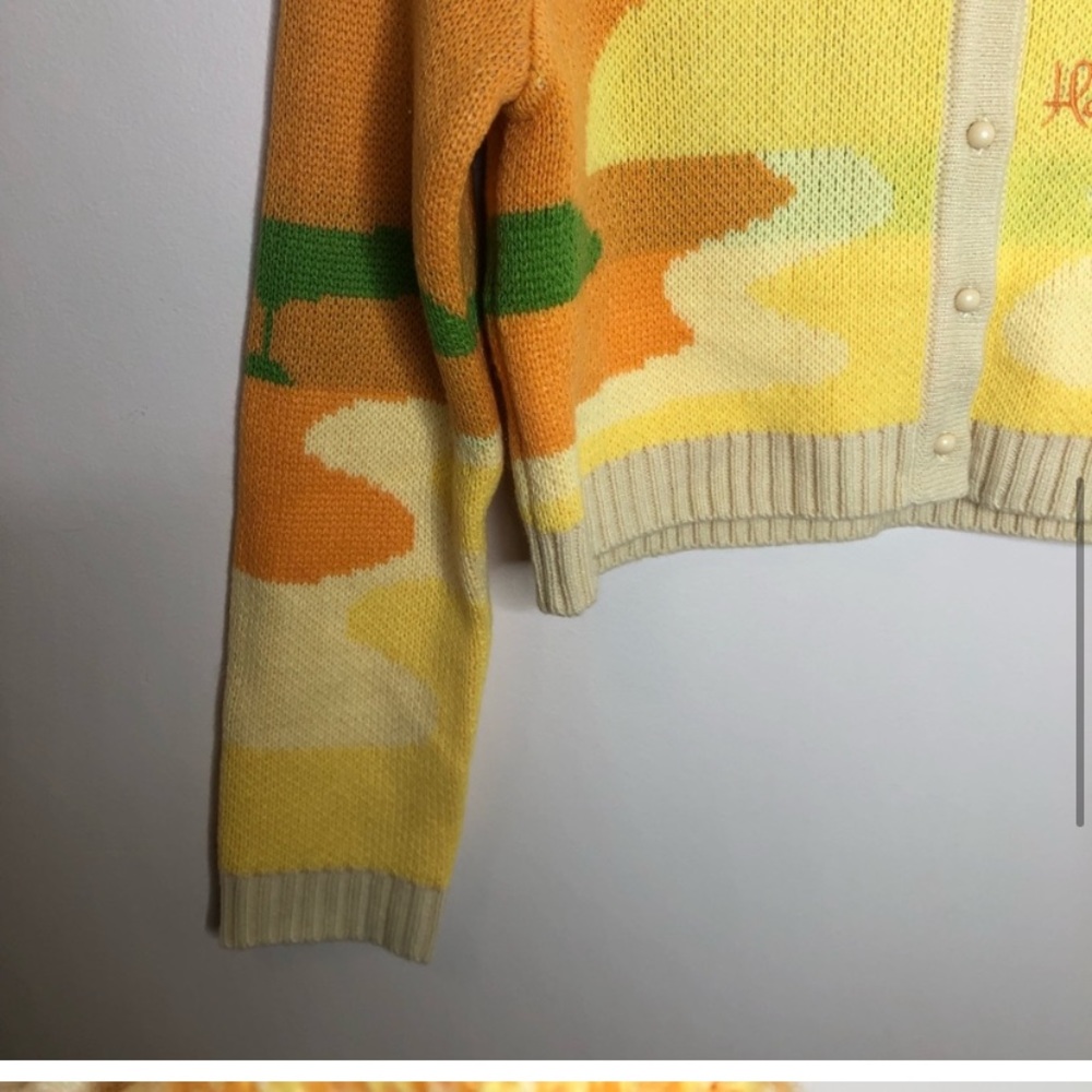 House Of Sunny Orange Day Tripper Jacquard Knit Cardigan US 4 - Picture 7 of 10